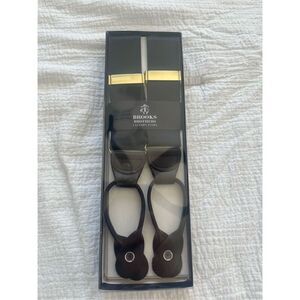 Brooks Brothers Adjustable Suspenders, OS, Navy/ Brown NEW in Box